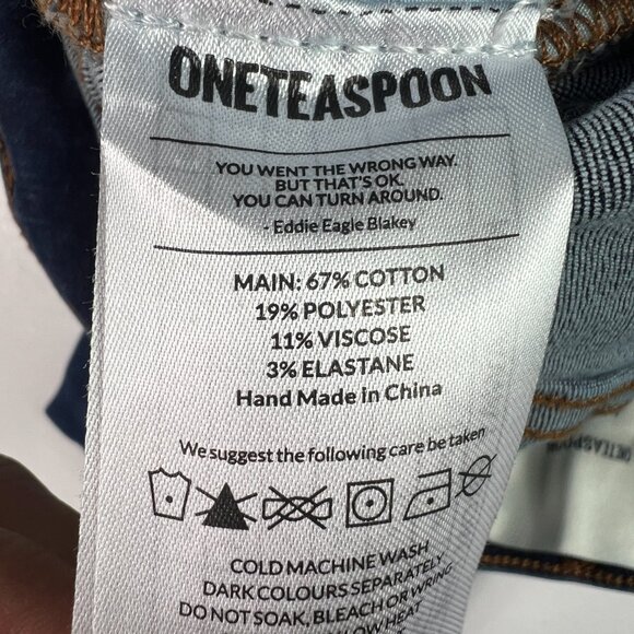 One Teaspoon Jean Women 34x26* Free Birds Low Rise Skinny Crop Blue Denim Tag 32 - Picture 7 of 16